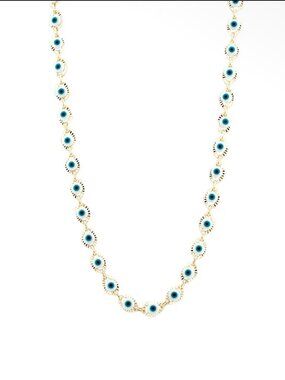 MARLYN SCHIFF GOLD PLATED MINI GLASS BEAD EVIL EYE NECKLACE 🧿